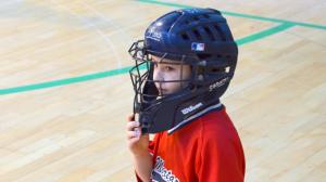 Nella foto Mattia, giovane catcher rossoblù categoria Ragazzi Baseball